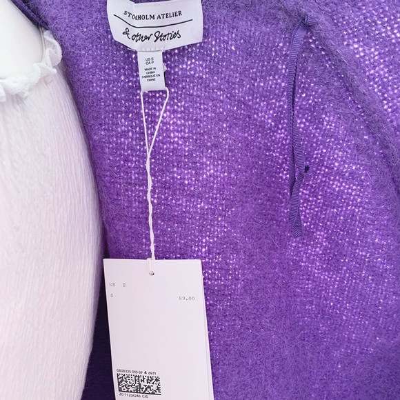 &Other Stories Purple Collared Alpaca Blend Cardigan - Picture 10 of 10
